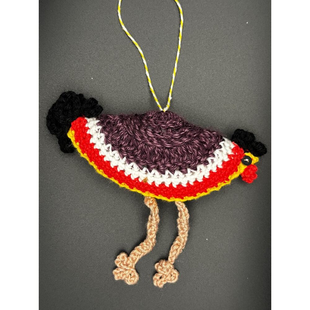 Handmade Crochet Chicken Ornament: Bird Hanging Home Decor